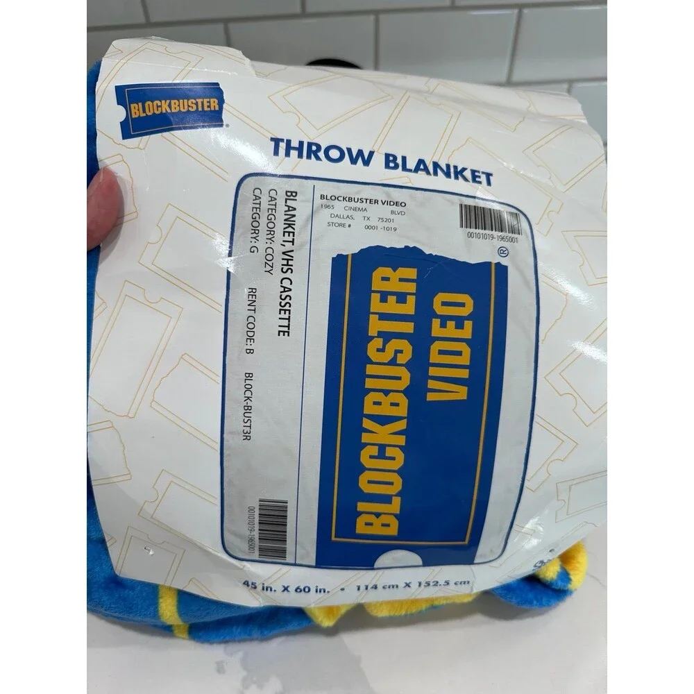 Blockbuster Video VHS Cassette Throw Blanket NWT Spencer's Rare 45 x 60 Blue